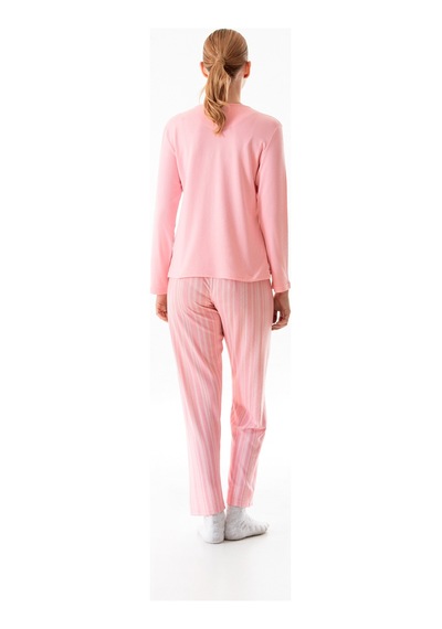 Fullamoda Yazı Baskılı Bisiklet Yaka 2 Li Pijama Takımı 24mıcg631216541-pembe Pembe