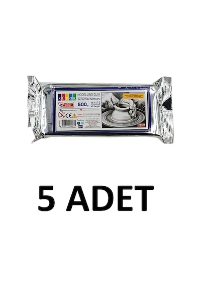 5 Adet Hava Ile Kuruyan Seramik Kil Hamuru 500 Gr Beyaz Beyaz