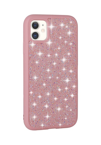 Rba Aksesuar Apple Uyumlu iPhone 11 Kılıf Parlak Taşlı Tasarım Rba Pırlanta Kapak - Pembe Pembe