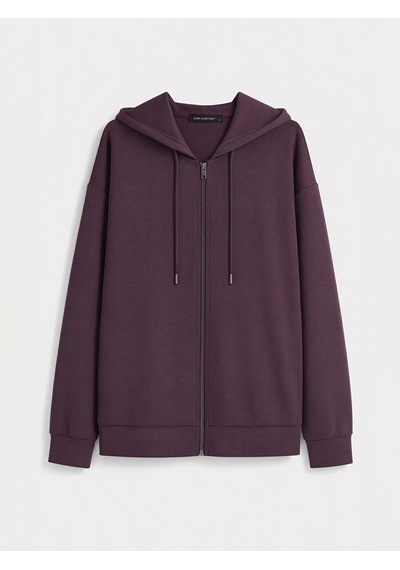 Lcw Everyday Mürdüm Soft Touch Oversize Kadın Fermuarlı Sweatshirt