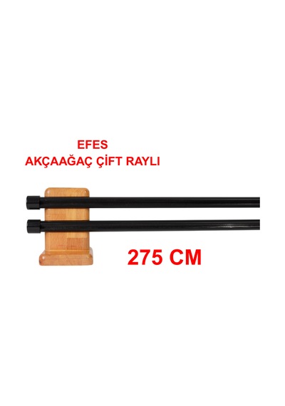 Efes Ahşap Başlıklı Alüminyum Kanallı ''çift Raylı'' Modern Rustik-akçaağaç 275 Cm Akçaağaç