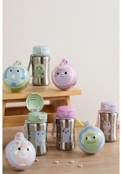 Skip Hop Besties Squad Paslanmaz Çelik Pipetli Suluk Dinazor STANDART