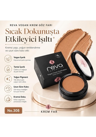 Lexroo Vegan Krem Göz Farı - No. 308 Temiz Içerik, Uzun Süre Kalıcı & Mono Cream Eyeshadow