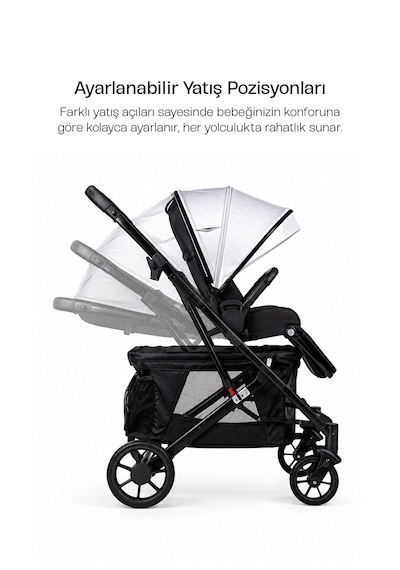 Justie Pet 2'si 1 Arada Bebek Arabası Ve Kedi & Köpek Arabası Siyah 92x56x102 Cm