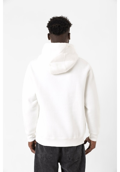 Sarı Kırmızı Parmak İzi Beyaz Erkek 3ip Kapşonlu Sweatshirt Beyaz