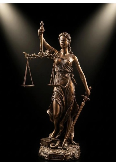 Bronz Renk Adalet Heykeli Themis Adalet Figürü 30cm
