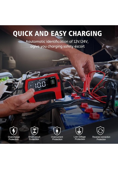 Tr Akü Şarj Cihazı 10-amp 12v Ve 24v Akıllı Araç, Damlama Şarj, Maintainer Ve Desulfator - Lityum, Lifepo4, Kurş