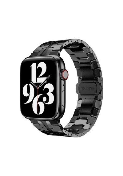 Lexroo Watch Ultra 49mm Kordon Krd-63 Metal Strap Kayış - Siyah