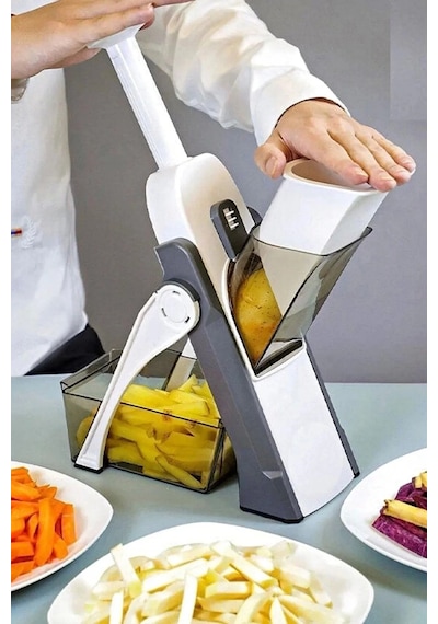 Çok Fonksiyonlu Yaylı Basmalı Sebze Patates Doğrayıcı Dilimleyici Hazneli Rende Mandolin Rende Çok Renkli