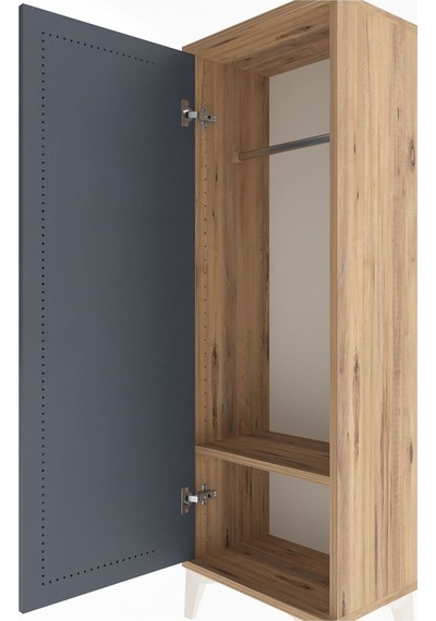 Arges Dolap Tek Raflı Tek Kapaklı Tek Askılı 44x30x134 Çam-an... Çam