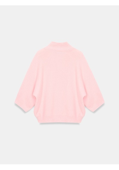Dilvin 10851 Dik Yaka Yumuşak Dokulu Kazak-toz Pembe