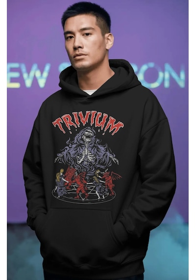 Sevbano Trivium Rock Metal Müzik Grubu Ön Baskılı Unisex Oversize Premium Siyah
