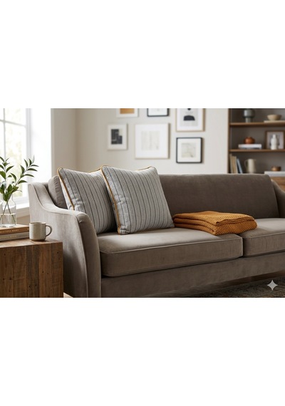 Faralya Life Çizgili Kırlent Kılıfı 2 Li 45x45 Cm Dekoratif Koltuk Yastık Kılıfı Modern Salon Dekoru Siyah Çizgili
