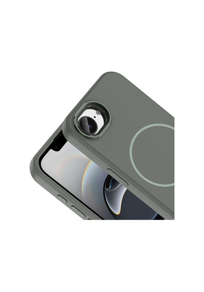 Apple iPhone Uyumlu 16e Kılıf M-safe Şarj Özellikli Metal Kamera Çerçeveli Zore Edi Silikon Kapak - Titanyum-gri