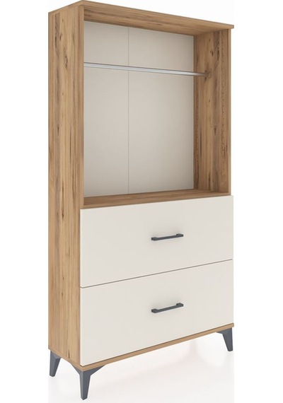 Arges Dolap Tek Raflı 2 Çekmeceli Tek Askılı 88x30x163 Çam-aytaşı Atlas Çam