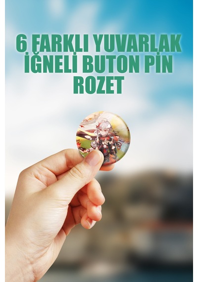 Kaedehara Kazuha Genshin İmpact Çanta Süsü Rozet İğneli Buton Rozet Seti 6 Adet Çok Renkli