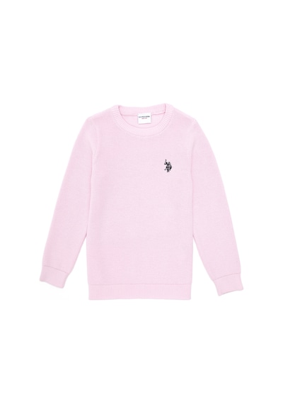 U.S. Polo Assn. Kız Çocuk Pembe Bisiklet Yaka Basic Kazak 50293601-VR041