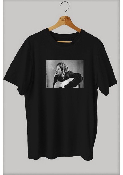 Noıssey -wed Kurt Cobain Tasarım Baskılı Oversize T-shirt Tişört Sokak Tarzı Siyah