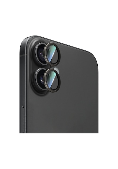 Apple Uyumlu   iPhone 16 Plus Caseworld Alloy Serisi Oleofobik Anti Reflective Kamera Lens Koruyucu Siyah