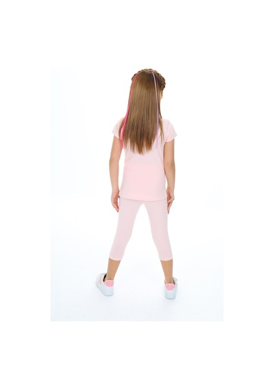 Toontoy Kids Toontoy Kız Çocuk Varaklı Kalp Baskılı Kaprili Takım Pudra