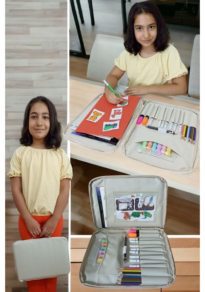 Next Craft Evrak Çantası Kalemlik Ve Defter Çocuklar İçin Etkinlik Ve Aktivite Çantası Bej