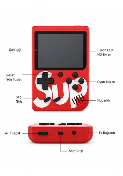 Gamebox Taşınabilir Video Oyun Konsolu 400 Oyunlu Mini Atari Gameboy