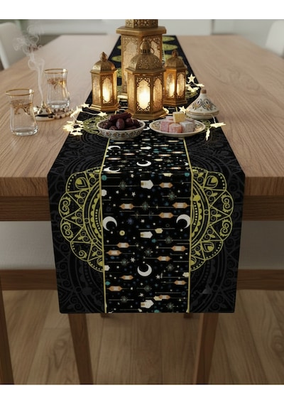 Ramazan Ayı Motifli Dijital Baskılı Runner Masa Örtüsü 40x140 Cm Rmz-8