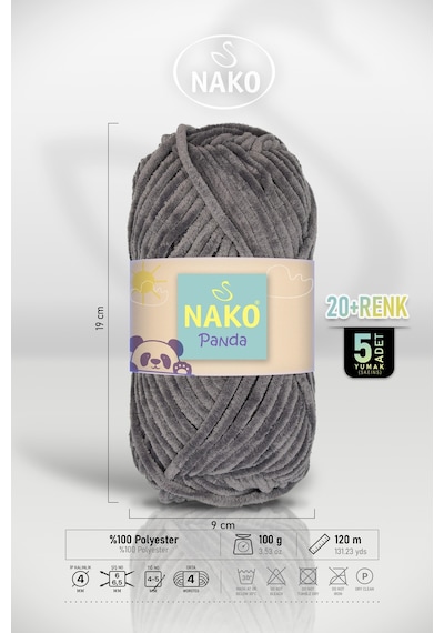 Panda - Kale Taşı 3095 - 5'li Paket - 100gr/120m - Kadife El Örgü İpi - Amigurumi Punch İpi