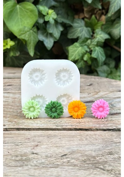 Rufus Concept Gerbera Çiçeği Dörtlü Mum Kalıbı Silikon Çok Renkli