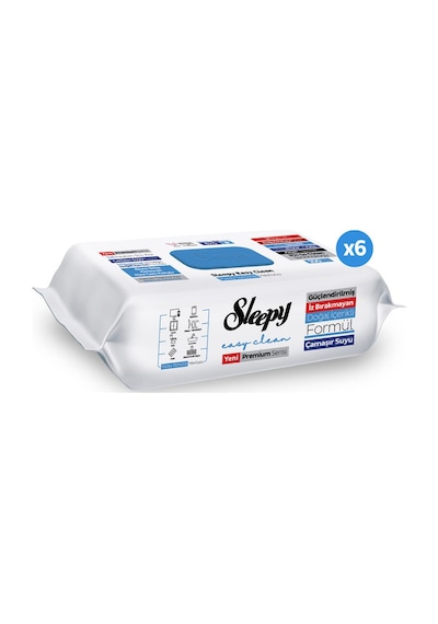 Sleepy Easy Clean Premium Çamaşır Suyu Katkılı Yüzey Temizlik Havlusu Mendili 6x100 (600 Yaprak)
