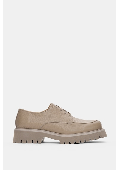 Calder Hakiki Deri Bağcıklı Kadın Loafer- Vizon