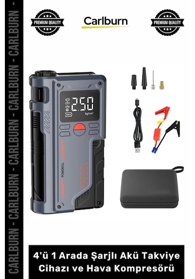 Özel Üretim 1000a Jump Starter Powerbank 4'ü 1 Arada Şarjlı Akü Takviye Cihazı Ve Hava Kompresörü