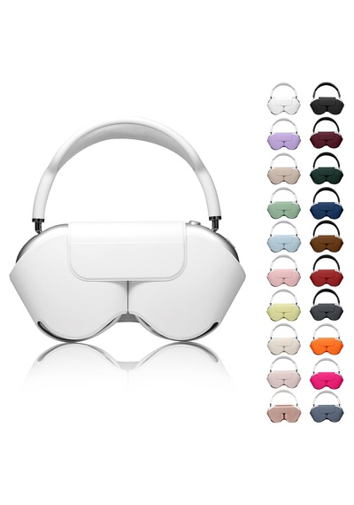 Apple Uyumlu AirPods Max İle Uyumlu Koruyucu Kılıf, Pu Deri, Mıknatıslı Kapama, Sleep Mode Destekli, Çizilmez Beyaz