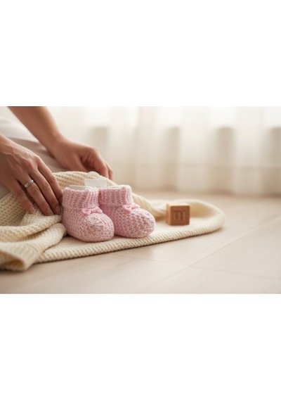 Balbeybi Örgü Triko Yenidoğan Bebek Patiği 0 6 Ay Unisex Ponponsuz Yumuşak Patik Pembe