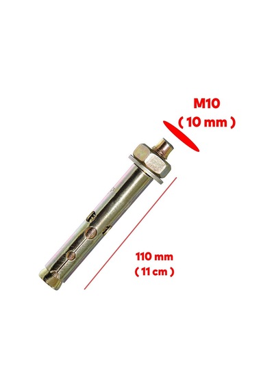 8 Adet Saplamalı Gömlek Çelik Dübel M10x110 Mm Raf Montaj Bağlantı Zemin Monte Tavan Asma Aparat