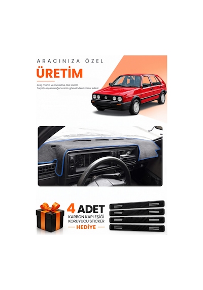 Volkswagen Golf 2 1983-1992 Uyumlu Torpido Koruma Örtüsü Oto Kılıfı - Siyah Mavi