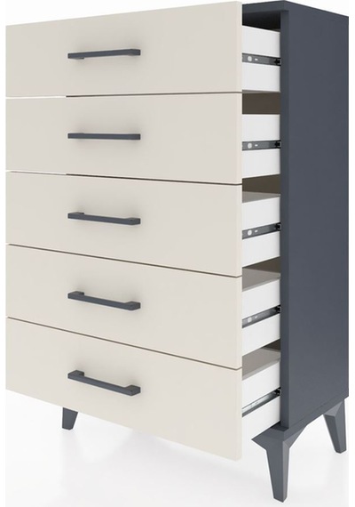 Arges Komodin 5 Çekmeceli 60x30x96 Antrasit-aytaşı Antrasit