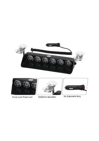 S6 Led Mavi - Kırmızı Çakar Modül Mercekli Çakmaklık Girişli