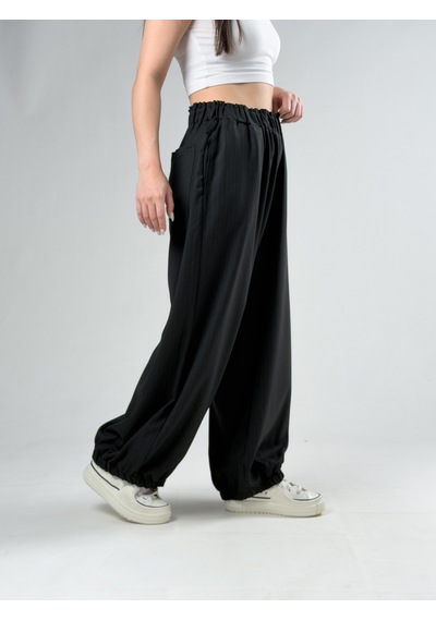 Cocopelli Siyah Çizgili Kadın Oversize Pantolon Coc3172