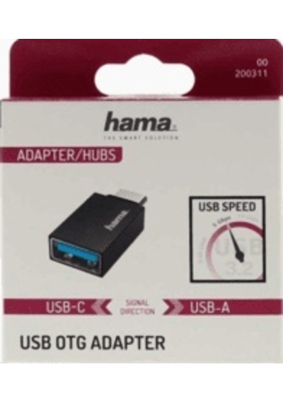 HAMA HM.200311 USB-C Fiş- USB A Soket Adaptör Siyah