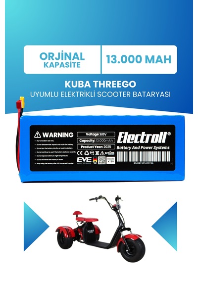Kuba Threego Uyumlu Batarya Lityum 60v 13ah