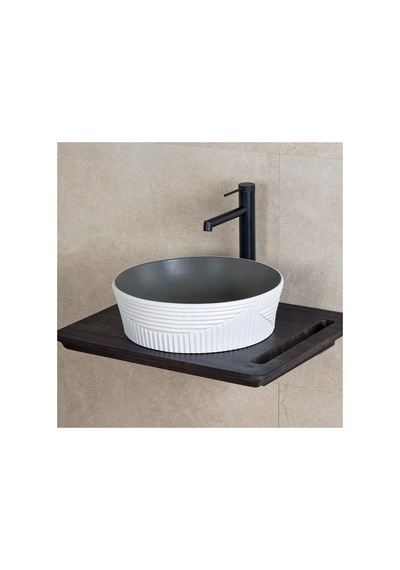 Tezgahüstü Lavabo Mat Gri-beyaz E-w1502mkg Mat Gri