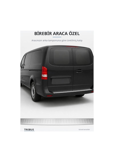 Mercedes-benz Vito W447 2014 Ve Sonrası Uyumlu Krom Arka Tampon Eşiği Paslanmaz Çelik Extra Seri
