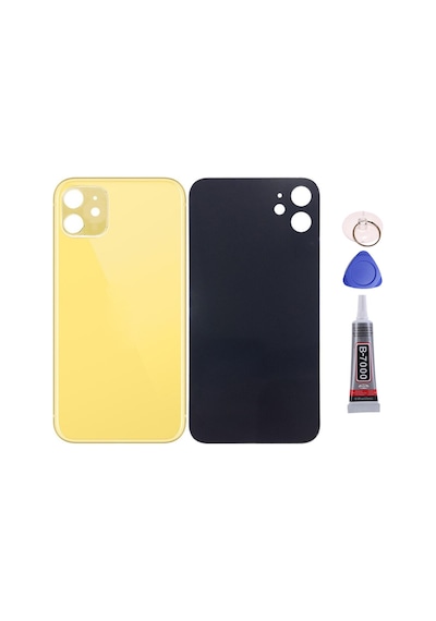 Apple Uyumlu iPhone 11 Sarı Arka Kapak Batarya Kapağı Pil Kapağı Yapışkan Ve Sökme Aparatıyla Beraber Full Set Sarı
