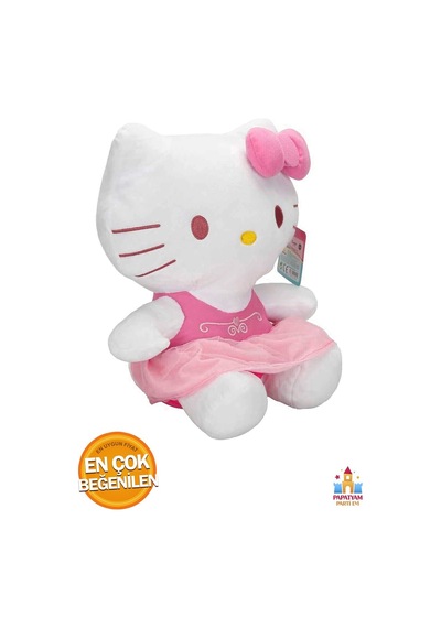 Hello Kitty Peluş Oyuncak 36 Cm - Büyük Boy, Kıyafetli Ve Kurdele Detaylı Çocuklar Için Özel Tasarım Pembe