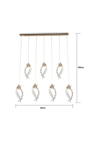 Ardea 7'li Gold Sıralı Sarkıt Salon Led Avize