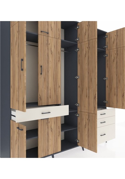 Hyperion Dolap 8 Raflı 4 Çekmeceli 3 Askılı 220x44x243 Antrasit-çam/aytaşı Atlas Çam/aytası Hyperion Dolap 8 Raflı 4 Çekmeceli 3 Askılı 220x44x243 Antrasit-çam/aytaşı Atlas Çam/aytası