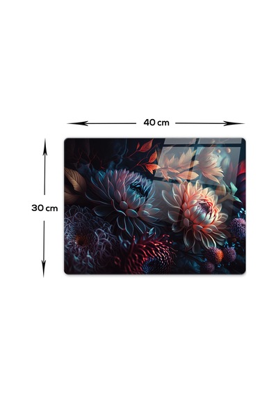 Cam Kesme Tablası - Cam Kesme Tahtası Dark Flowers 30cm X 40c