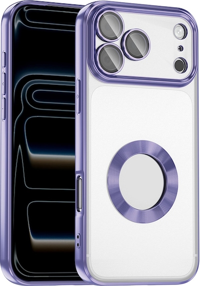 Apple Uyumlu iPhone 17 Pro Max Kılıf Kamera Korumalı Logo Gösteren Zore Omega Kapak - Lila Lila