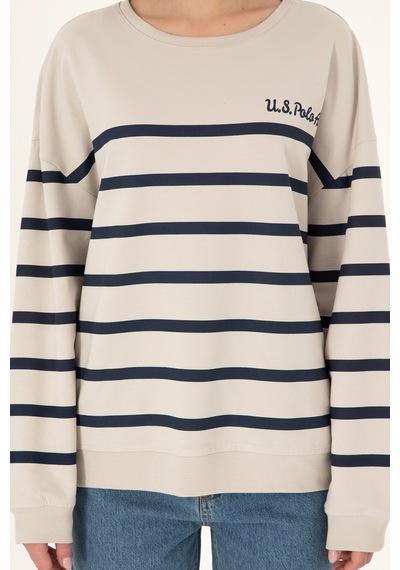 U.S. Polo Assn. Kadın Taş Çizgili Bisiklet Yaka Sweatshirt 50297279-VR049 U.S. Polo Assn. Kadın Taş Çizgili Bisiklet Yaka Sweatshirt 50297279-VR049